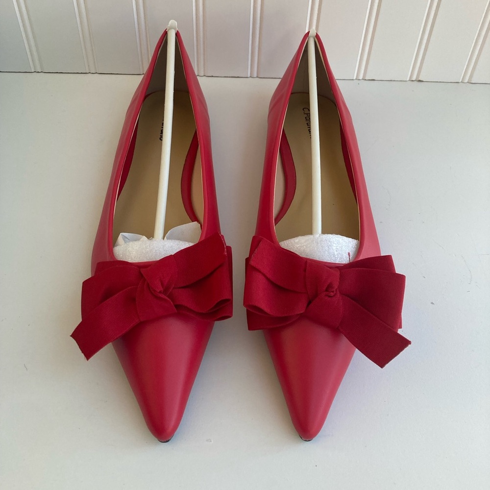 C. Paravano Pointy Bow Flats (Aida) New in Box Red Size 10